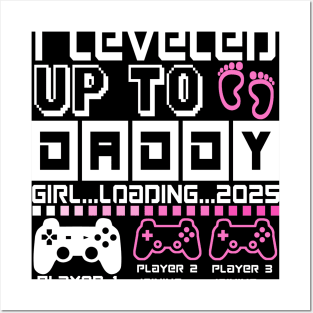 I Leveled Up To Daddy. Twin Loading 2025. Soon To Be Dad. Twin baby girls Posters and Art